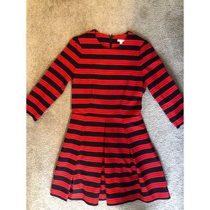 Red and navy striped dress